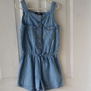 DKNY Light Blue Denim Button-Front Romper